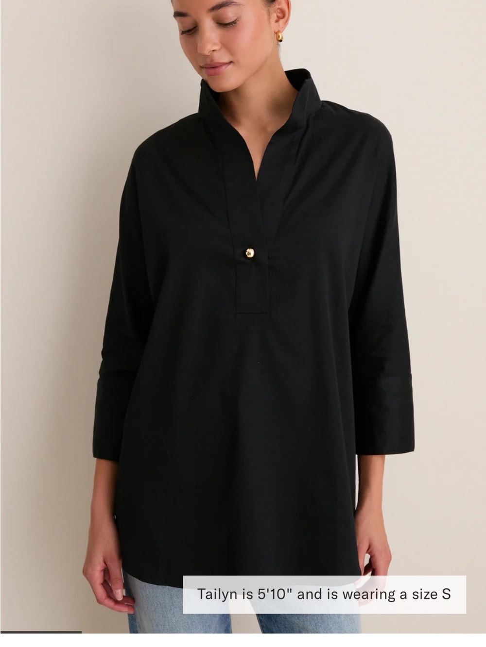 Tuckernuck Black Split-Neck Tunic with Gold Button
